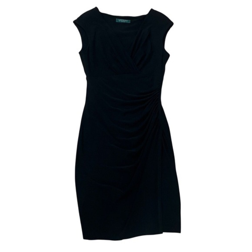 Lauren Ralph Lauren Black Ruched Little Black Dress Size 4